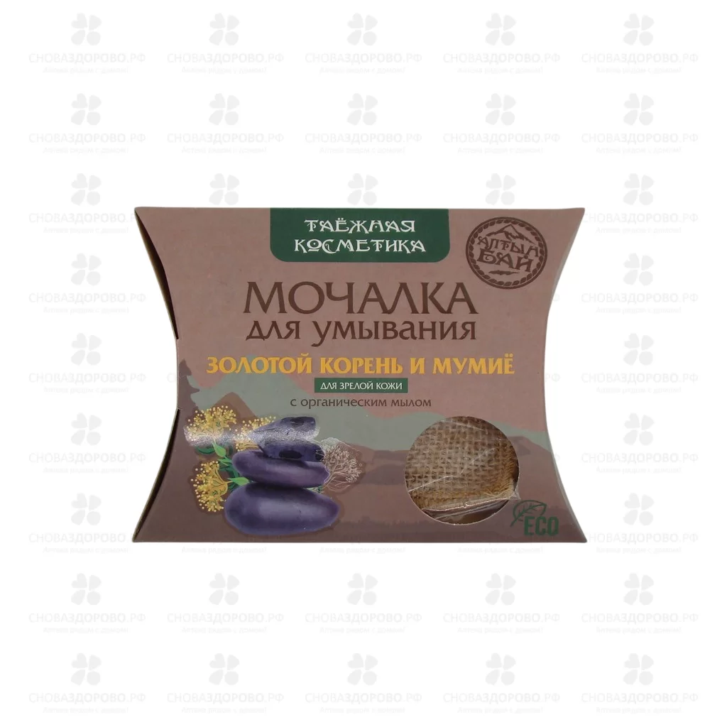 Алтын Бай Мочалка льняная "Золотой корень и мумие" 60г д/умывания (д/зрелой кожи) ✅ 40761/09326 | Сноваздорово.рф