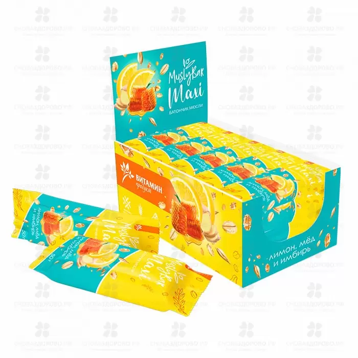 Батончик мюсли "MAXI" Лимон/Мед/Имбирь 50г ✅ 39700/06580 | Сноваздорово.рф