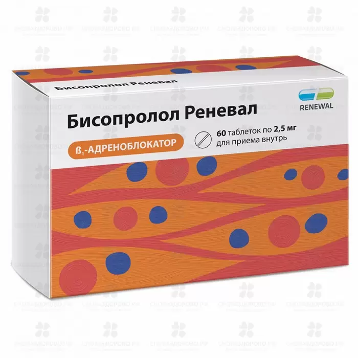 Бисопролол Реневал таблетки покрытые пленочной оболочкой 2,5мг №60 ✅ 39003/06158 | Сноваздорово.рф