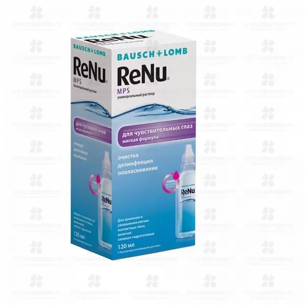 Раствор РеНю (ReNu) MPS 120мл для контактных линз (для чувствительных глаз) ✅ 26471/06467 | Сноваздорово.рф