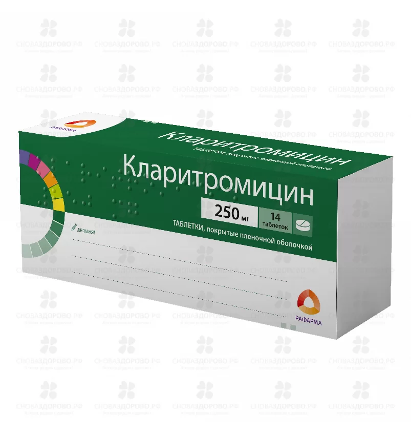 Кларитромицин таблетки покрытые пленочной оболочкой 250мг №10 ✅ 08297/06173 | Сноваздорово.рф