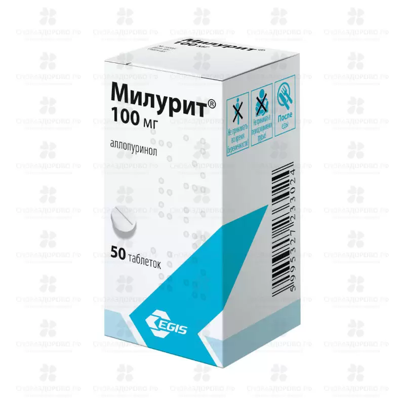 Милурит таблетки 100мг №50 ✅ 31859/06219 | Сноваздорово.рф