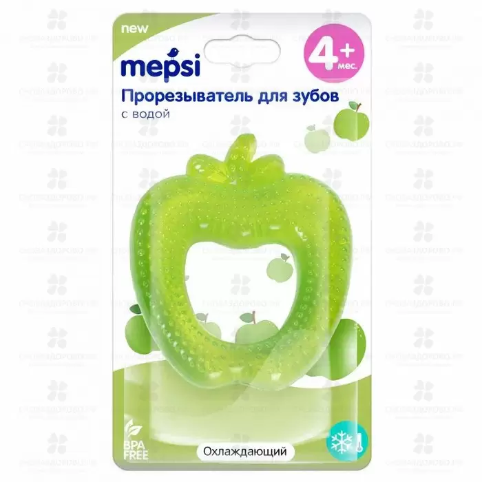 МЕПСИ Прорезыватель с водой "Яблоко" охлаждающий 4+ (0362) ✅ 40264/06235 | Сноваздорово.рф
