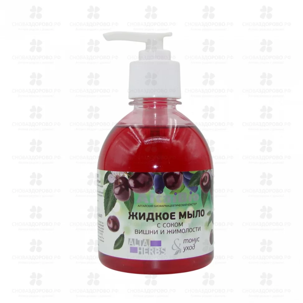 АлтайБио Мыло жидкое "Вишня-жимолость" 300мл (с дозатором) ✅ 14709/06858 | Сноваздорово.рф