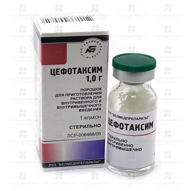 Цефотаксим порошок для приготовления раствора внутривенно, внутримышечно 1г №1 флакон/инд. уп. ✅ 05541/06715 | Сноваздорово.рф