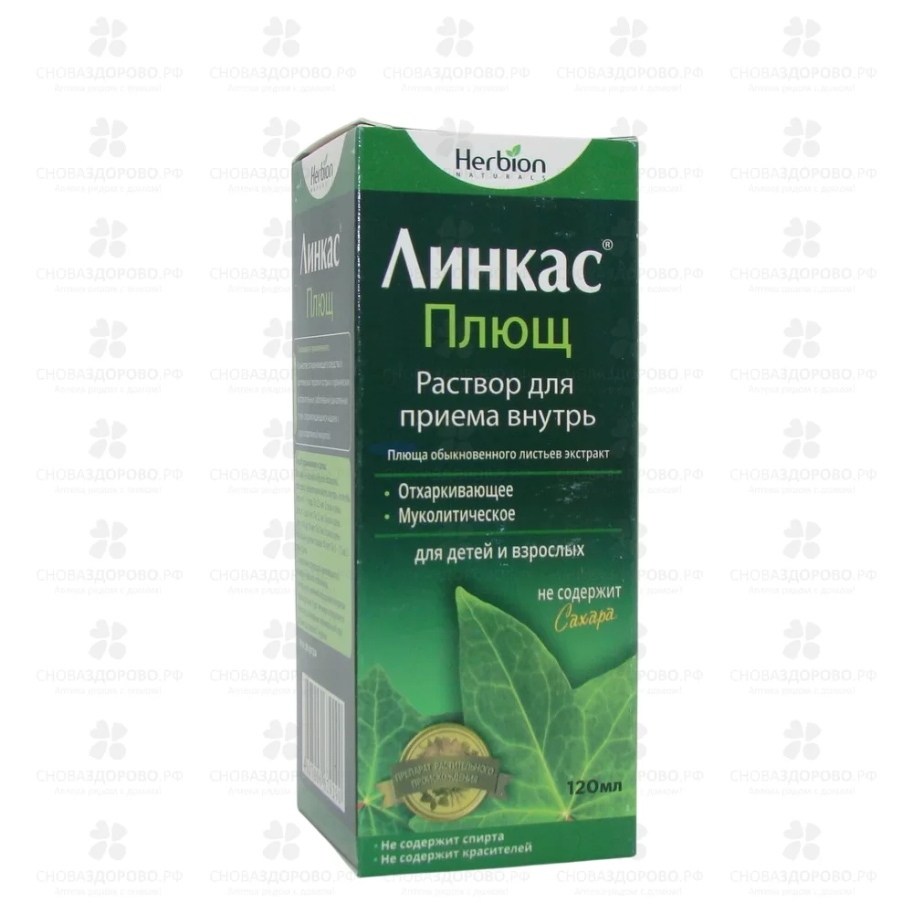 Линкас Плющ раствор для приема внутрь 120мл флакон в комплекте с мерным стаканчиком ✅ 36200/06209 | Сноваздорово.рф