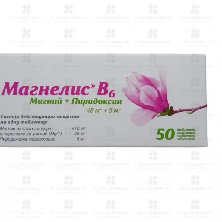 Магнелис В6 таблетки покрытые пленочной оболочкой 48мг+5мг №50  ✅ 33221/50845 | Сноваздорово.рф