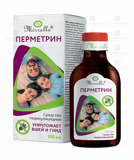 Мирролла Перметрин "Фора" плюс 1,5% 100 мл (средство педикулицидное) ✅ 27997/06148 | Сноваздорово.рф