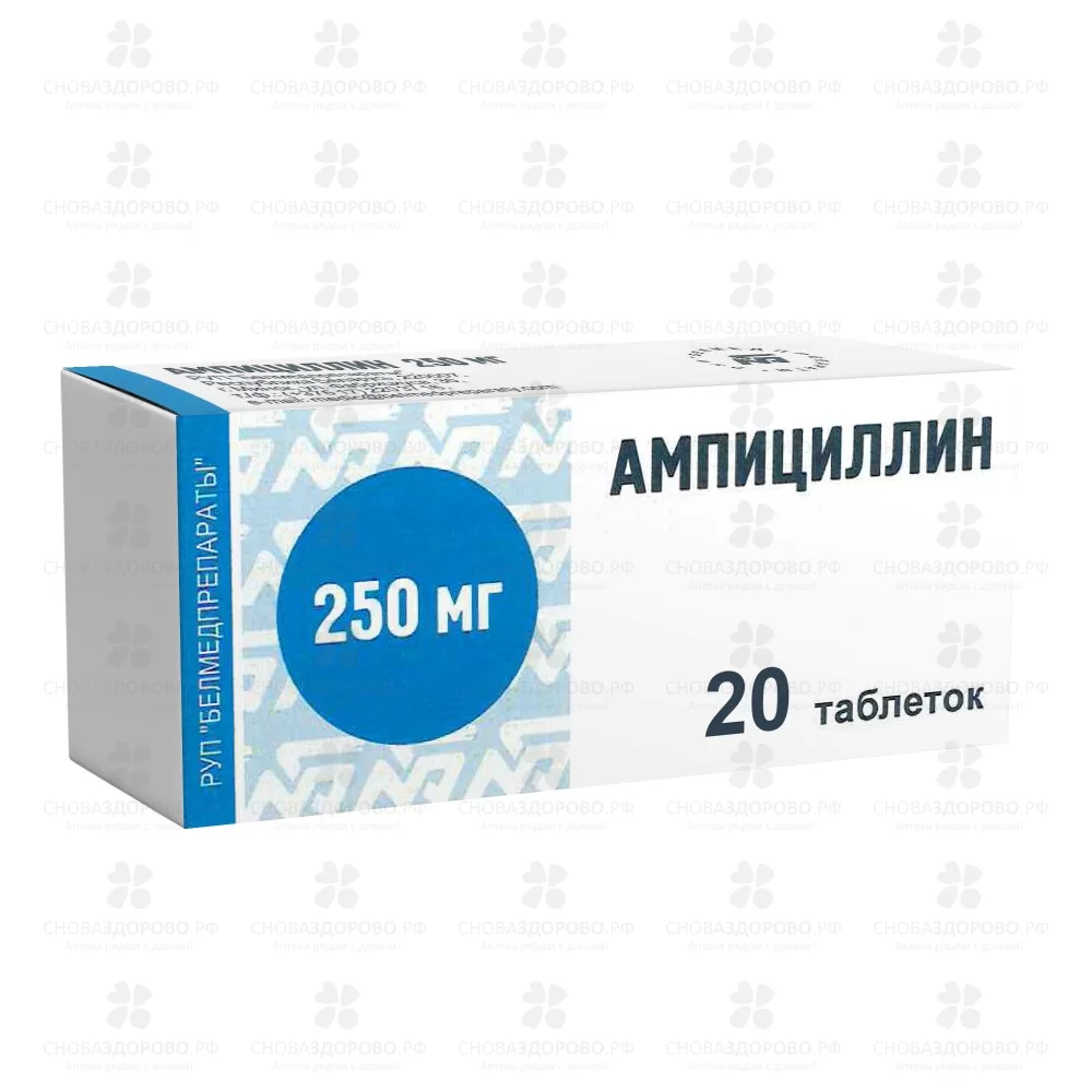 Ампициллин таблетки 250мг №20 ✅ 00880/06715 | Сноваздорово.рф