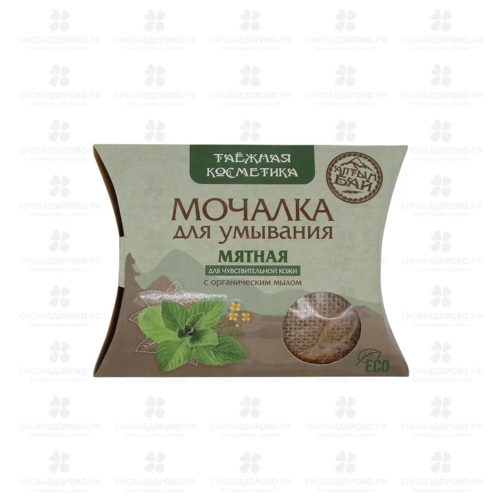 Алтын Бай Мочалка льняная  "Мятная" 60г д/умывания (д/чувств. кожи) ✅ 40760/09326 | Сноваздорово.рф