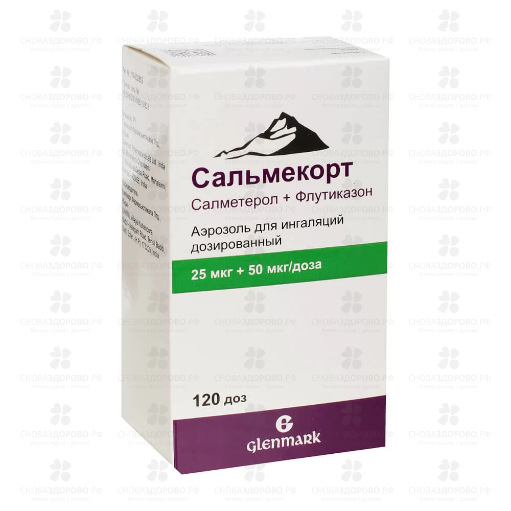 Сальмекорт аэрозоль для ингаляций дозированный 25мкг+50мкг/доза 120 доз №1 ✅ 27230/06746 | Сноваздорово.рф