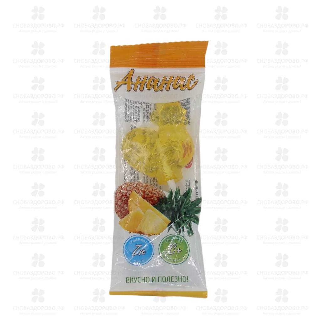Карамель леденцовая Петушок с Витамином С (ананас) 17г БАД ✅ 27498/06372 | Сноваздорово.рф