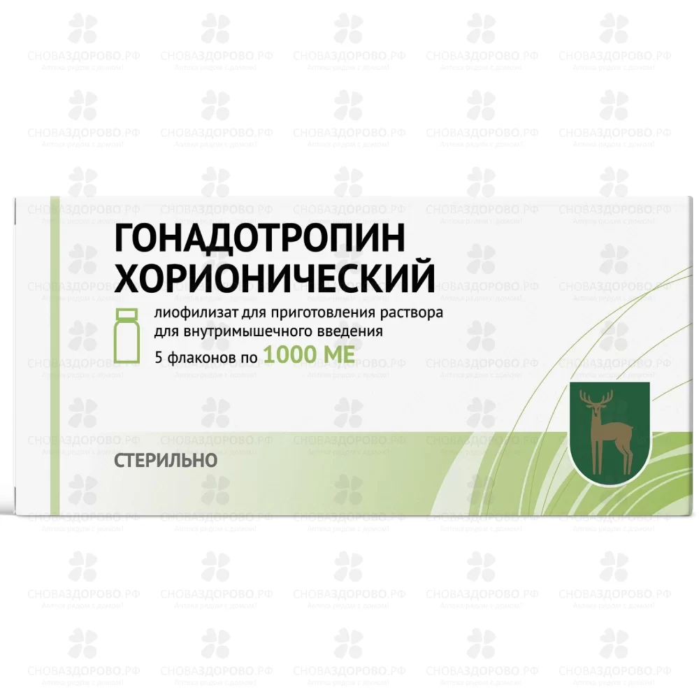 Гонадотропин хорионический лиофилизат для приготовления раствора для внутримышечного введения 1000МЕ флаконы №5  ✅ 35904/06835 | Сноваздорово.рф