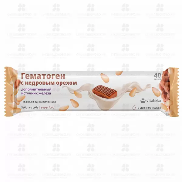 Гематоген Витатека с кедровым орехом 40г (БАД) ✅ 35628/06200 | Сноваздорово.рф