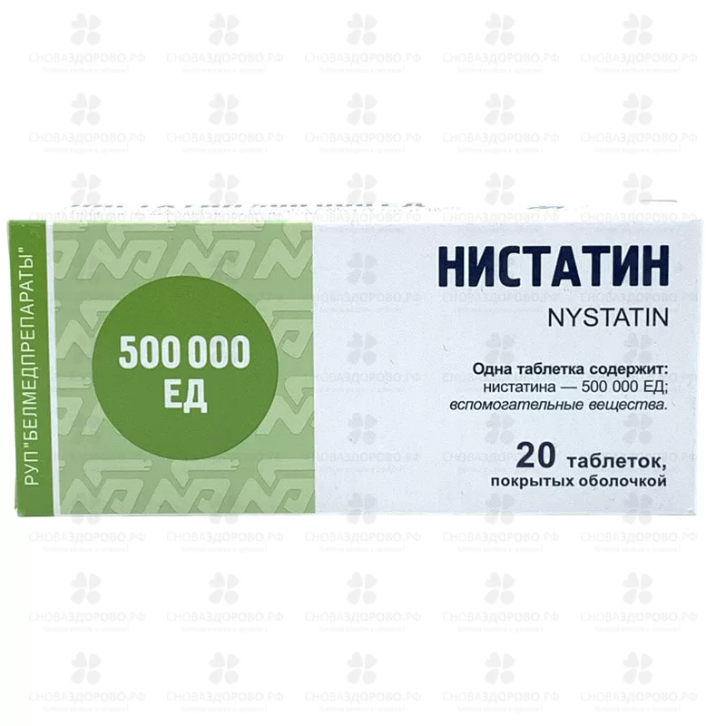 Нистатин таблетки покрытые пленочной оболочкой 500тысЕД №20 конт. уп.  ✅ 17722/06715 | Сноваздорово.рф