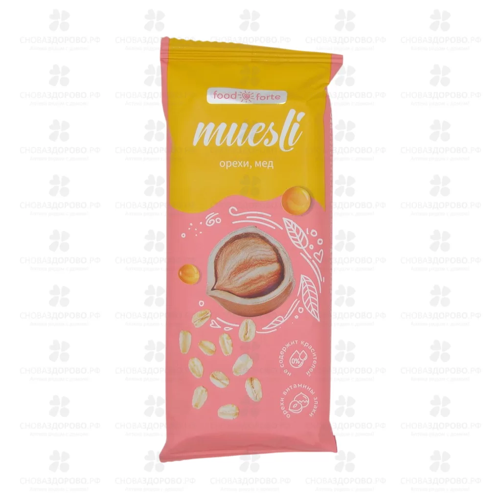 Батончик мюсли "FoodForte" Орехи/Мед 50г ✅ 41760/06580 | Сноваздорово.рф