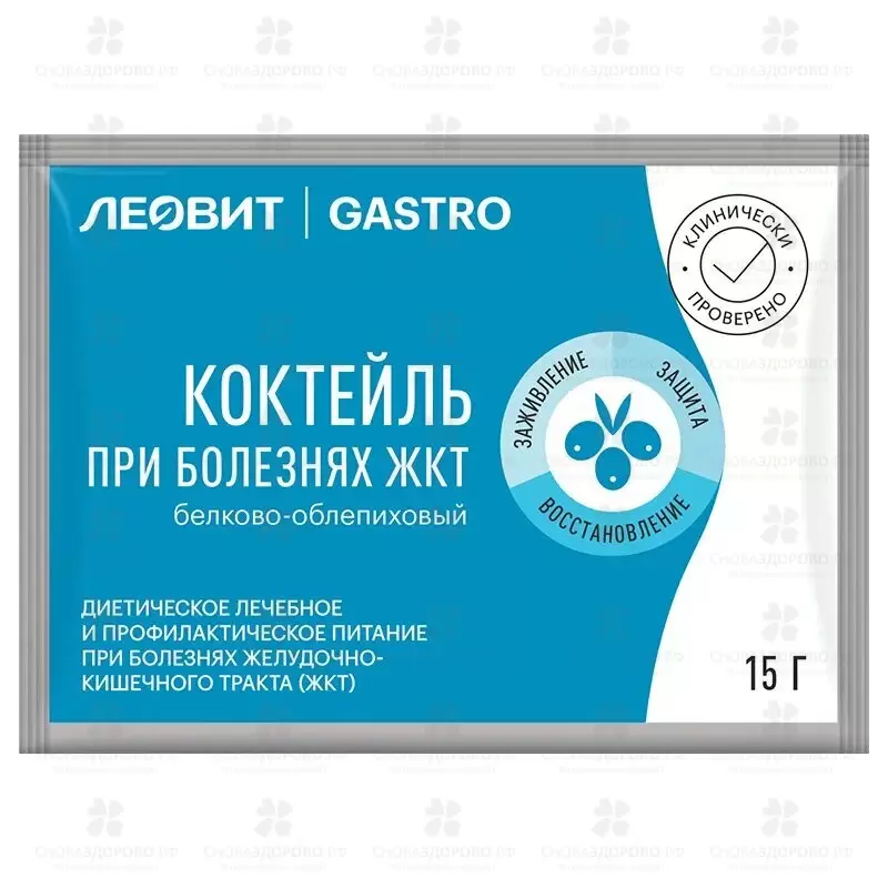 ЛЕОВИТ Гастро Коктейль при болезнях ЖКТ 15г №1 (белково-облепиховый) ✅ 40403/06352 | Сноваздорово.рф