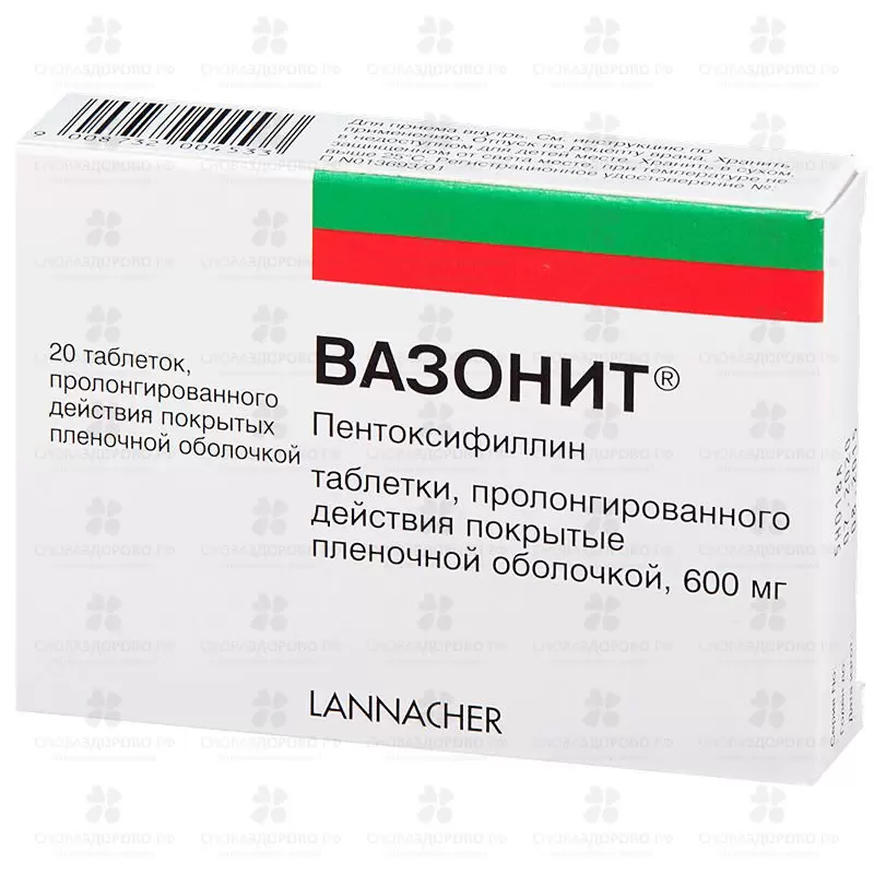 Вазонит таблетки таблетки с пролонгированным высвобождением покрытые пленочной оболочкой 600мг №20 ✅ 08489/06092 | Сноваздорово.рф