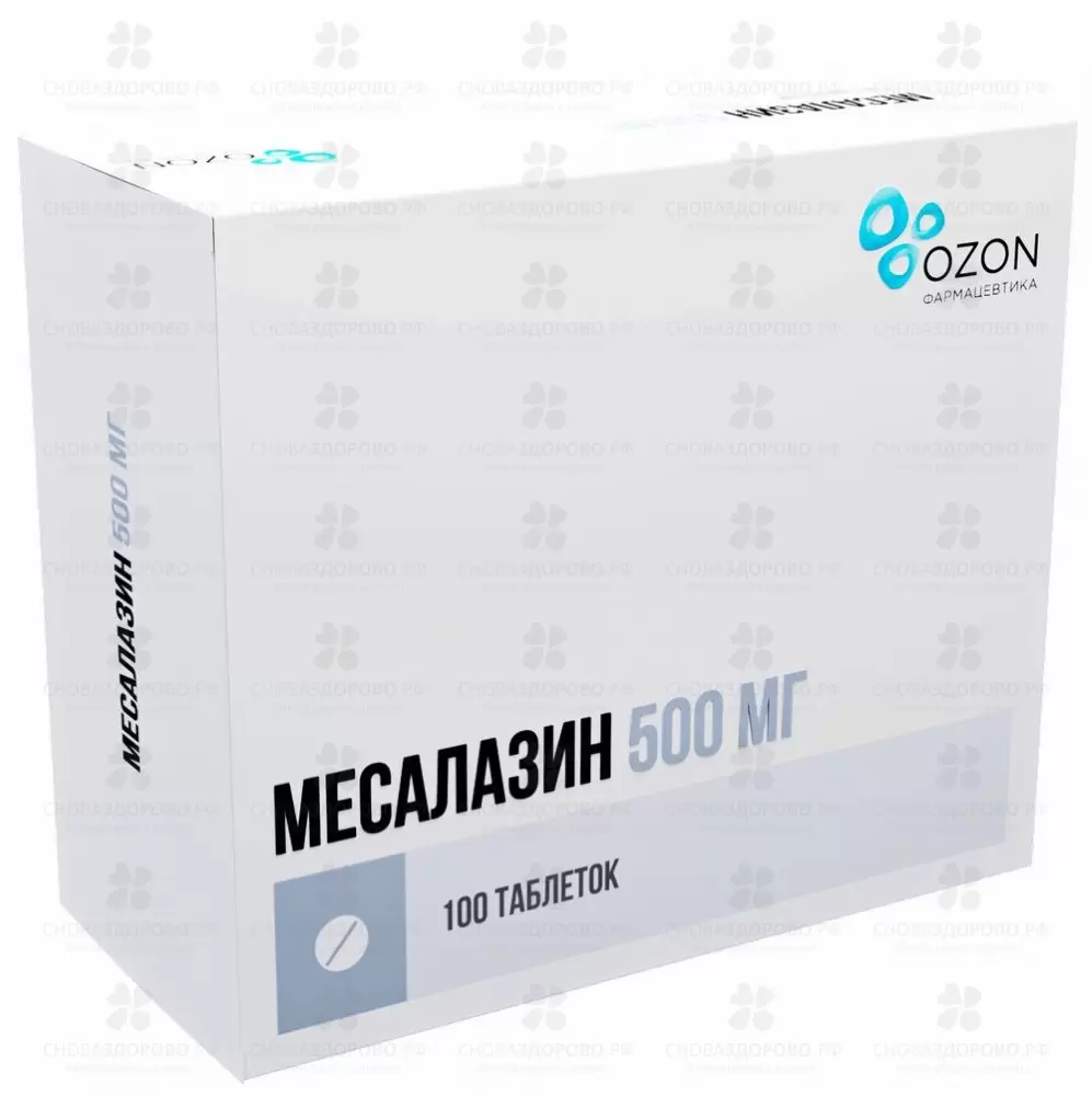 Месалазин таблетки кишечнорастворимые покрытые оболочкой 500мг №100 (Озон) ✅ 41042/06162 | Сноваздорово.рф