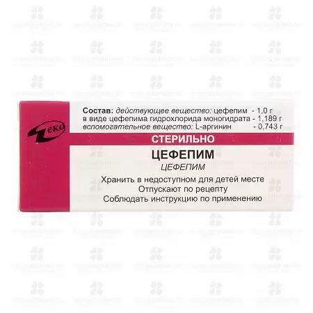 Цефепим порошок для приготовления раствора для внутривенного и внутримышечного введения1г №1 флакон/ин. уп. ✅ 25061/06125 | Сноваздорово.рф
