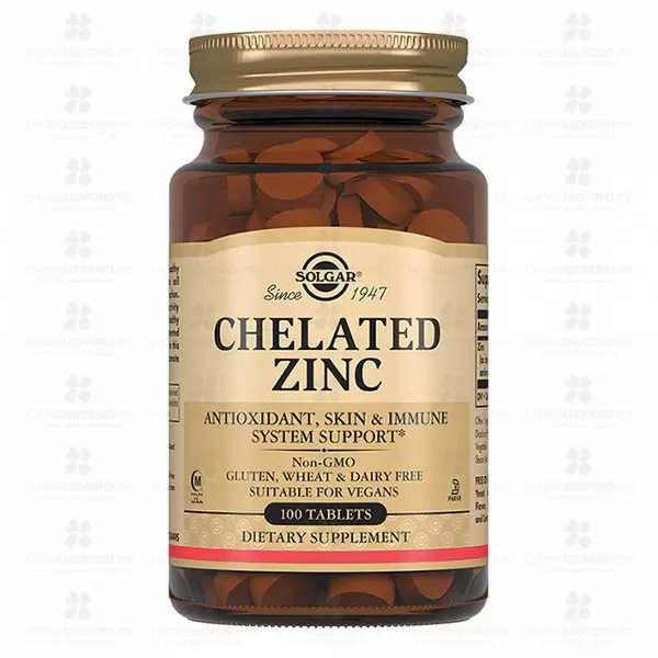 Солгар Хелат цинка таблетки 630мг №100 (БАД) ✅ 34348/07826 | Сноваздорово.рф