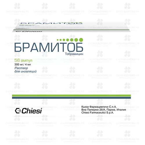 Брамитоб раствор для инъекций 75мг/мл 4мл №56 амп. полиэтилен ✅ 23245/06802 | Сноваздорово.рф