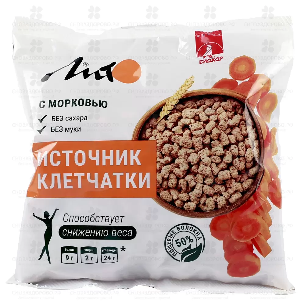 Отруби ЛИТО хрустящие пшеничные 100г Морковь с кальцием (БАД) ✅ 40879/06721 | Сноваздорово.рф