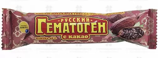 Гематоген РУССКИЙ с какао 40г (БАД) ✅ 36237/06200 | Сноваздорово.рф